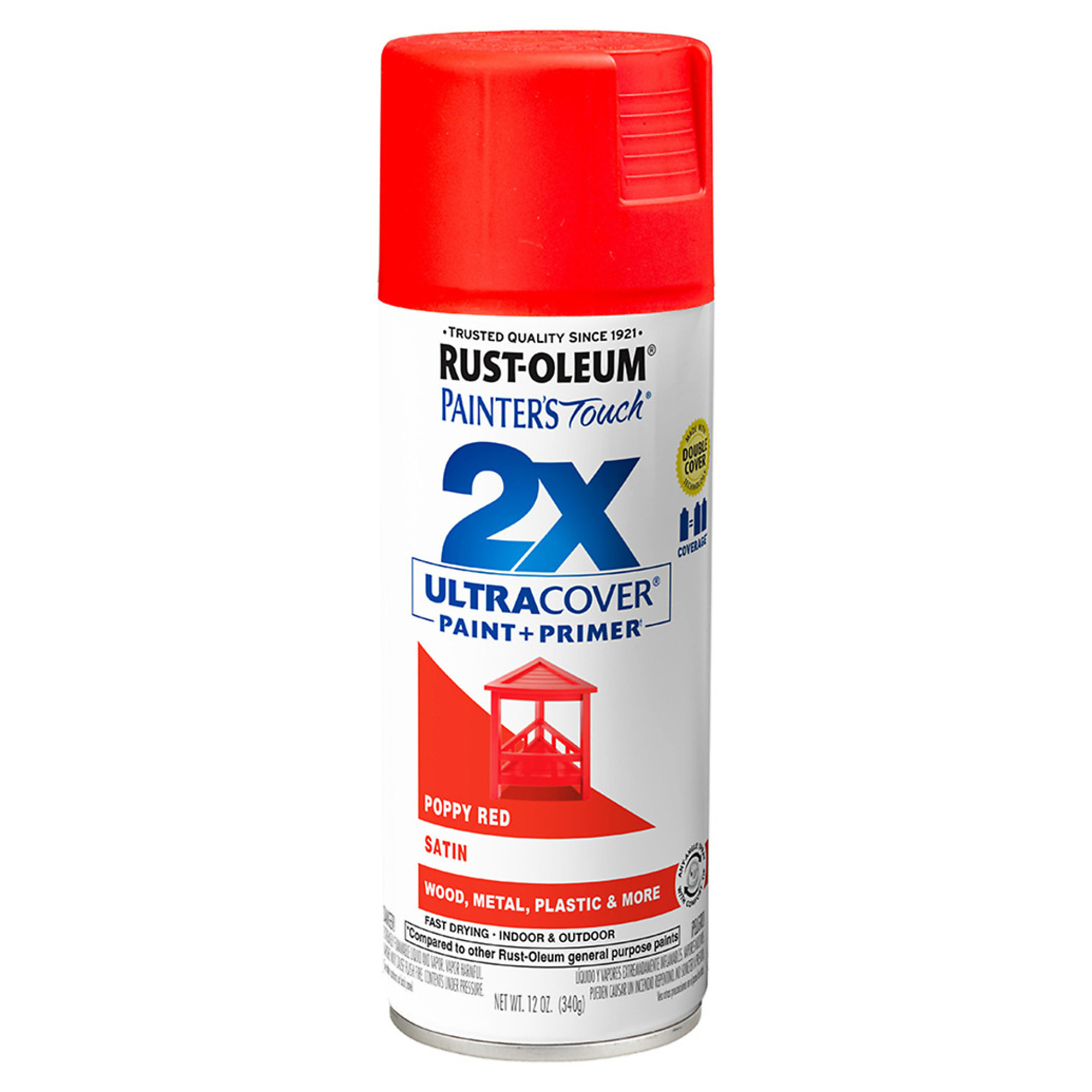 Rust-Oleum Painter's Touch 2X Spray Paint - Satin Poppy Red, 12 Oz., Model# 334084DS